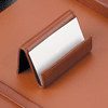 antique tan leather business card holder