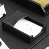 black leather memo holder