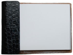 crocodile-grain leather jade note pad holder with notepad included