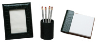 Small 3-Piece Reptile-Texture Leather Desk Set