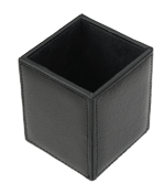 black topgrain leather pencil cup
