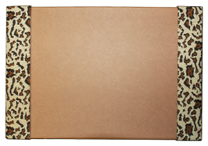 fabric covered desk pad blotter with a leopard print